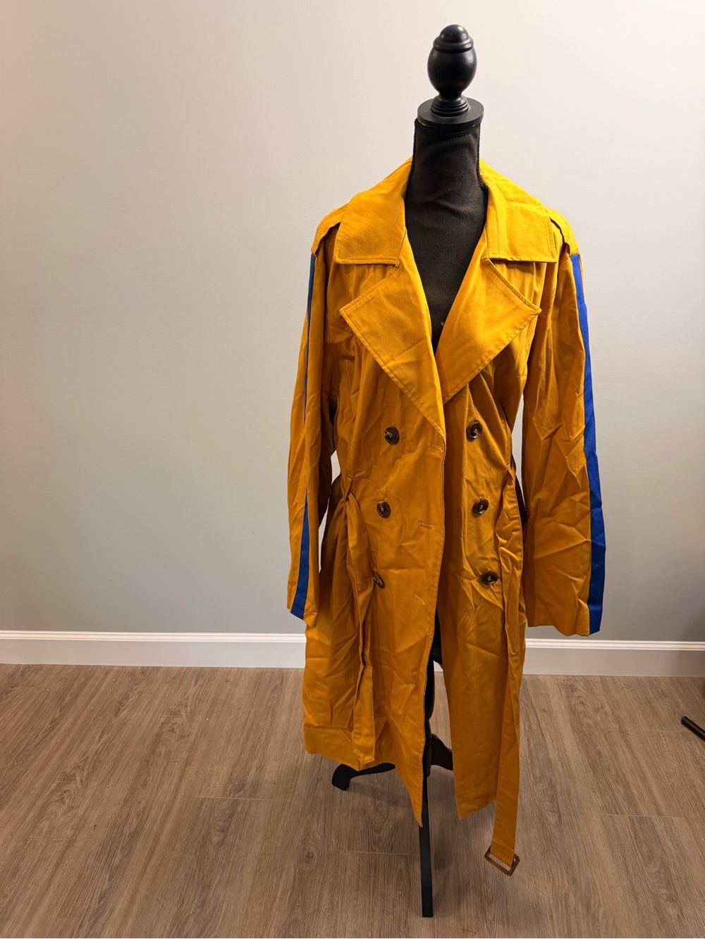 Ashley Stewart Yellow Trench Coat with Blue Lining